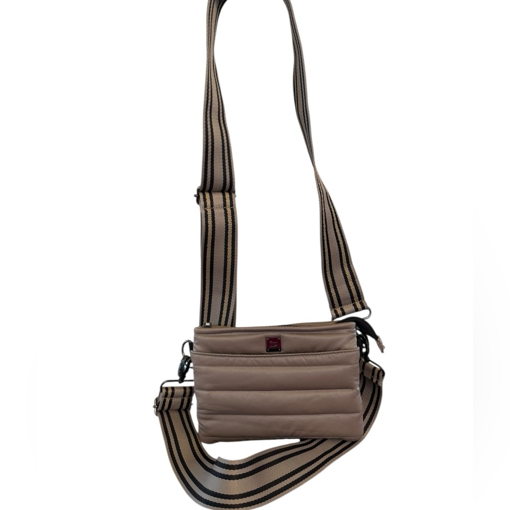 THINK ROYLN Original Bum Bag Taupe Crossbody & Striped Shoulder Straps NWT